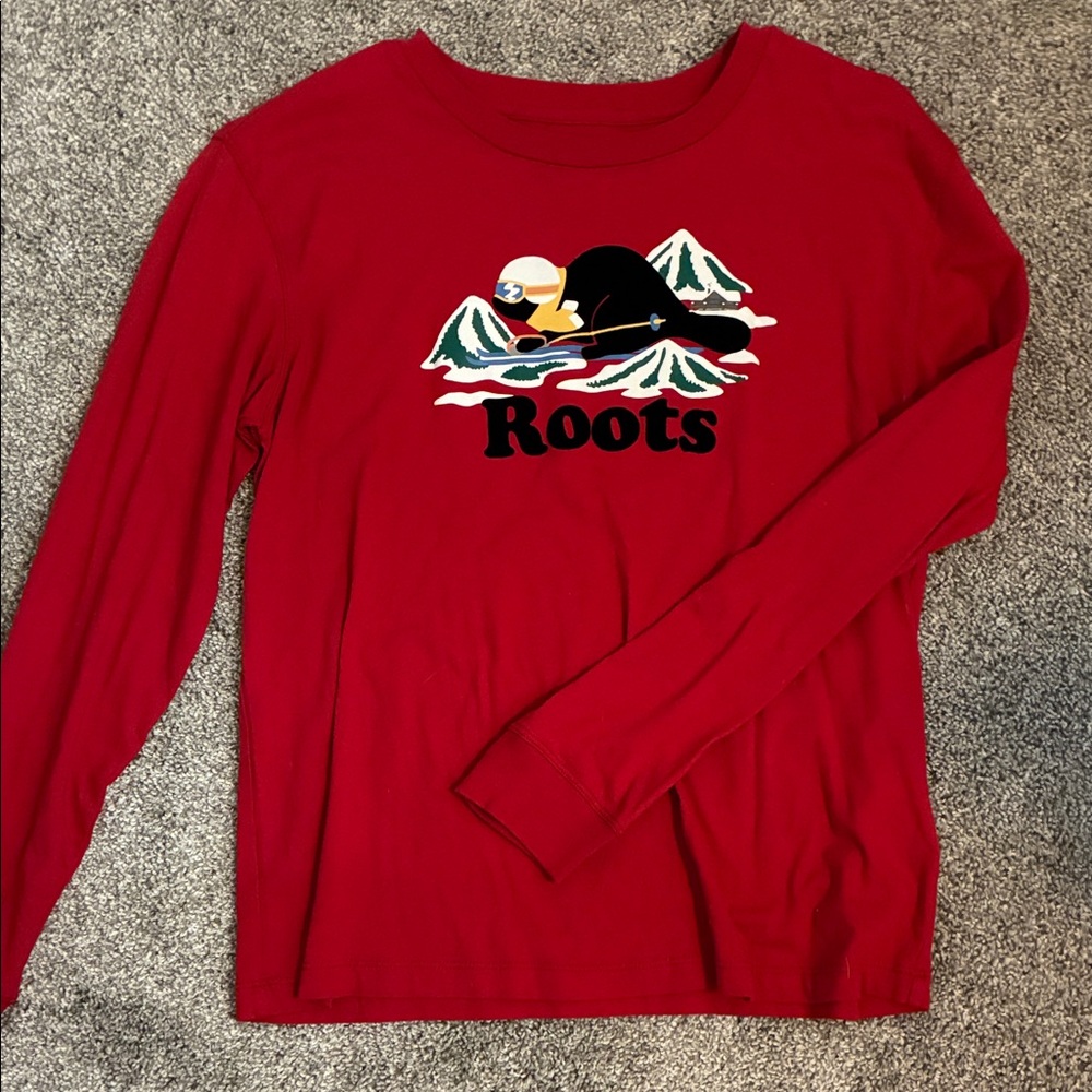 Roots Long Sleeve Shirt in Red with Graphic